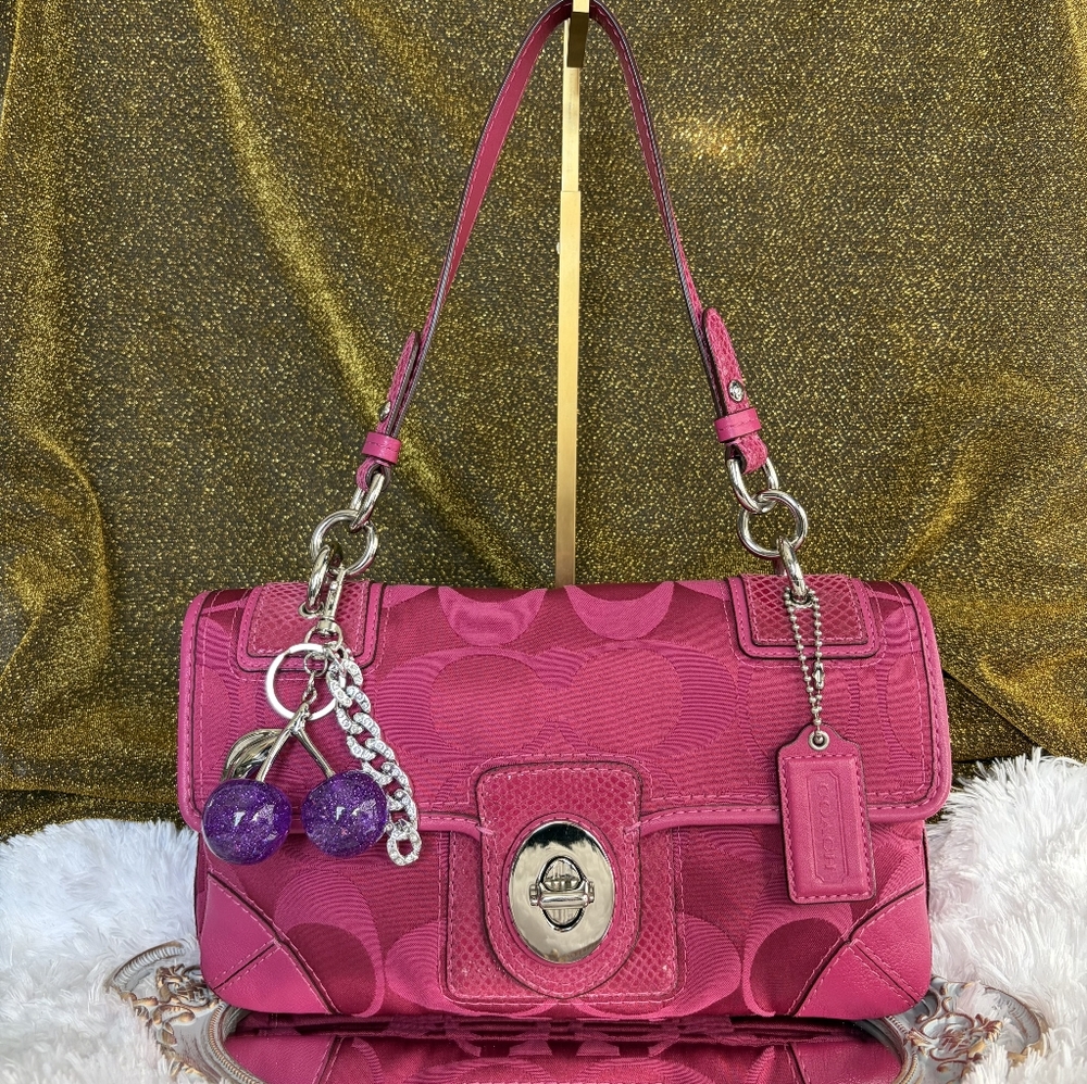 Coach Rare Pink Peyton Flap Shoulder Bag